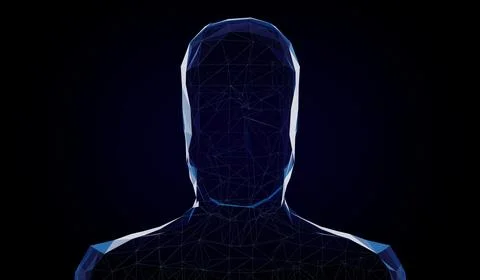 Geometrical wireframe man face - 3D illustration Stock Illustration