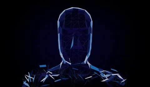 Geometrical wireframe man face - 3D illustration Stock Illustration