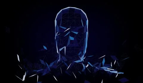 Geometrical wireframe man face - 3D illustration Stock Illustration