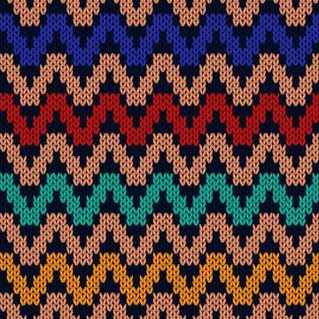 Geometrical zigzag seamless knitted pattern Stock Illustration