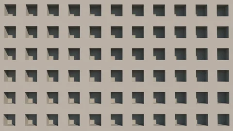 Geometricly arranged cubes on the wall, illuminated with light from morning to e Stock-Footage 130822448