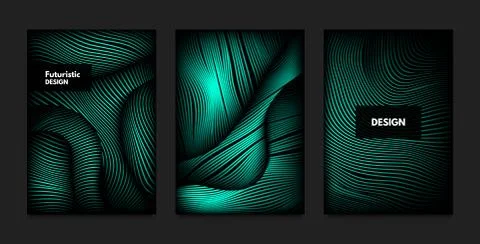 Geometry. Abstract Background Set With Movement and Volume Effect. Covers wit Stock Illustration