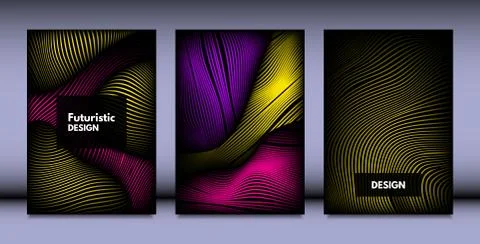 Geometry. Abstract Background Set With Movement and Volume Effect. Covers wit Stock Illustration