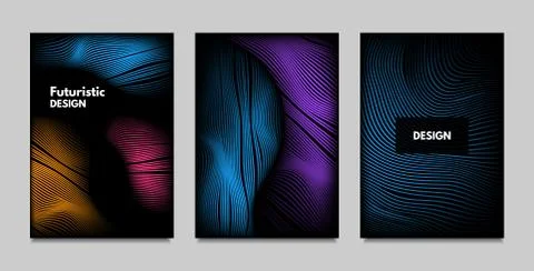 Geometry. Abstract Background Set With Movement and Volume Effect. Covers wit Stock Illustration