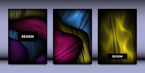 Geometry. Abstract Background Set With Movement and Volume Effect. Covers wit Stock Illustration