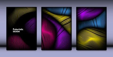 Geometry. Abstract Background Set With Movement and Volume Effect. Covers wit Stock Illustration