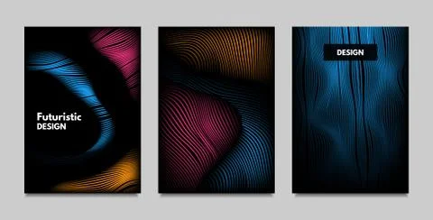 Geometry. Abstract Background Set With Movement and Volume Effect. Covers wit Stock Illustration