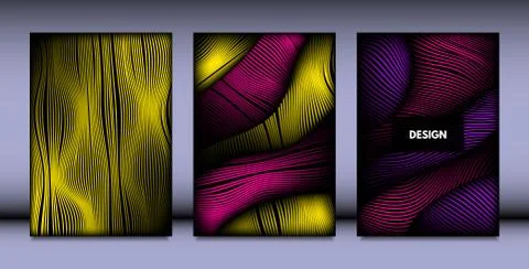 Geometry. Abstract Background Set With Movement and Volume Effect. Covers wit Stock Illustration