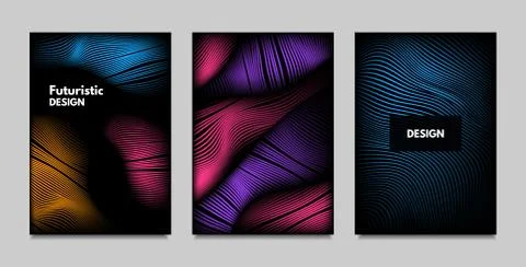 Geometry. Abstract Background Set With Movement and Volume Effect. Covers wit Stock Illustration
