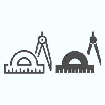 Geometry Accessories line and solid icon. School math accessories vector Stock Illustration