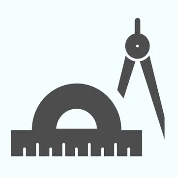 Geometry Accessories solid icon. School math accessories vector illustration Stock Illustration