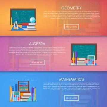 Geometry, algebra and math vector banners. Science education concept poster in Stock Illustration