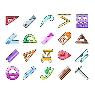 Geometry and drawing tools for measuring and learning Stock Illustration