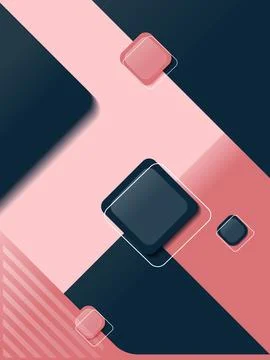 Geometry Blue and Pink Rounded-Rectangle Vector Background Stock Illustration