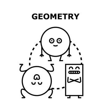 Geometry class characters creating playful learning concepts Stock Illustration