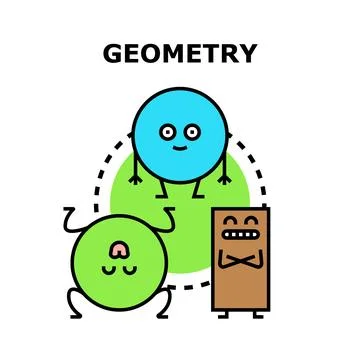 Geometry class characters creating playful learning concepts Stock Illustration