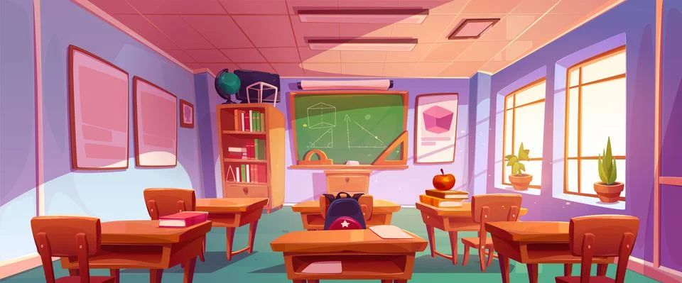 Geometry classroom interior, school class room Illustrazione stock
