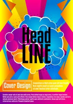 Geometry comic book style cartoon brochure, flyer template. Abstract vector d 스톡 일러스트