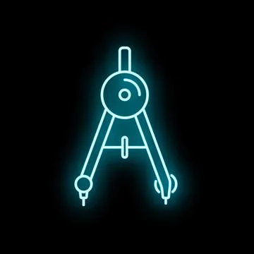 Geometry compass drawing circles with blue neon glow light Stock Illustration