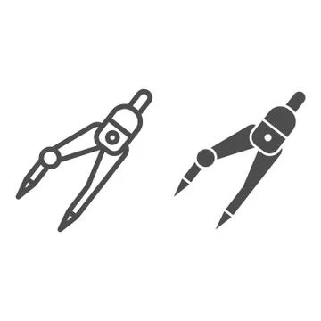 Geometry compass line and solid icon. Divider symbol, outline style pictogram on Stock Illustration