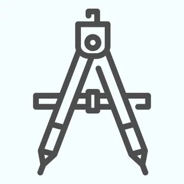 Geometry compass line icon. School instrument for drawing circle vector Stock Illustration