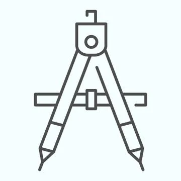 Geometry compass thin line icon. School instrument for drawing circle vector イラスト素材