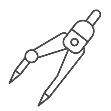 Geometry compass thin line icon. Divider symbol, outline style pictogram on Stock Illustration