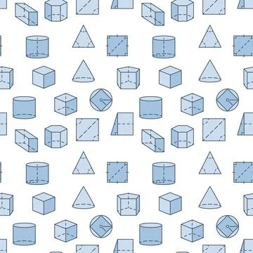 Geometry concept vector creative seamless pattern with blue geometric shape.. Stock Illustration