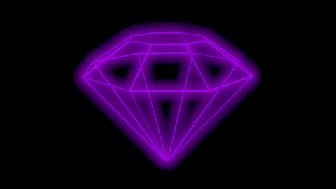Geometry Diamond Shape with neon glow, abstract rotation video, loop Stock Footage 120124699