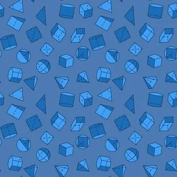 Geometry Education blue seamless pattern with vector Geometrical Figures ba.. Stock Illustration