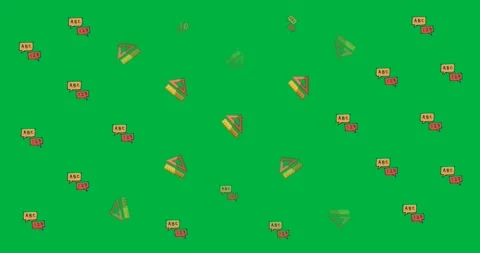 Geometry equipment and alphabets and numbers on speech bubble icons against Stock Footage 325645761