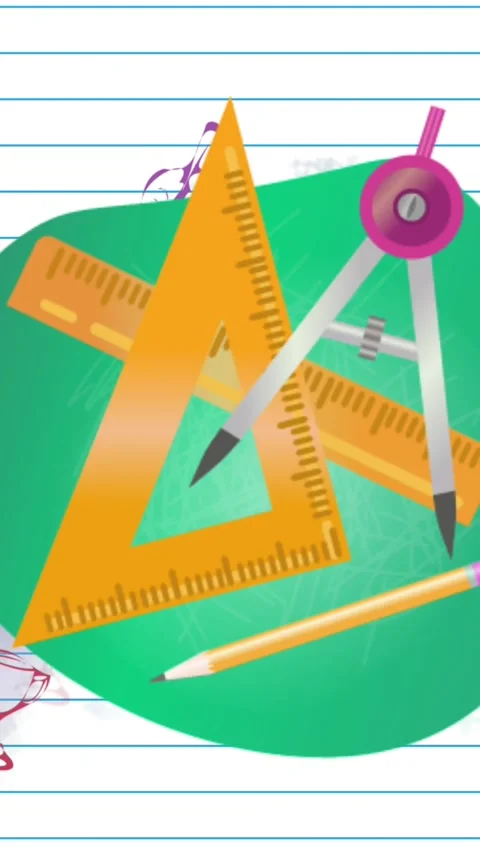 Geometry equipment icons against multiple school concept icons Stock Footage 343545547
