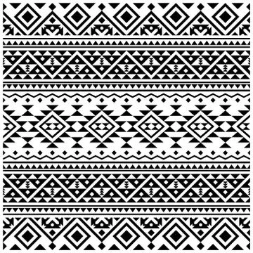 Geometry Ethnic Seamless Pattern texture design vector in black white color Stock Illustration