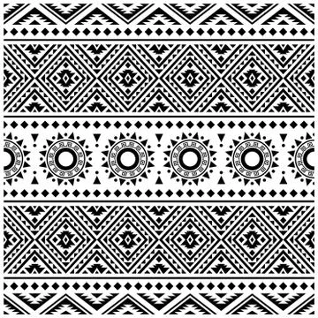 Geometry Ethnic Seamless Pattern texture design vector in black white color Illustrazione stock