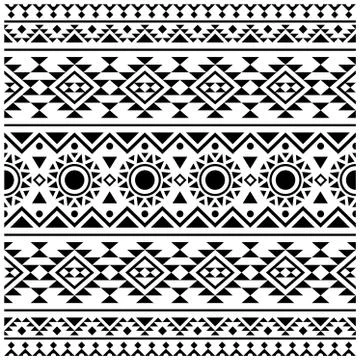 Geometry Ethnic Seamless Pattern texture design vector in black white color Stock Illustration