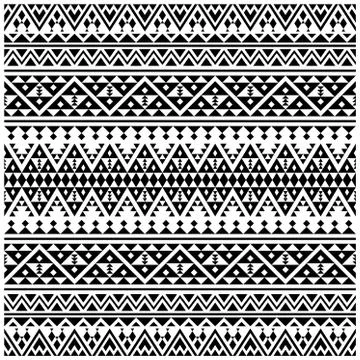 Geometry Ethnic Seamless Pattern texture design vector in black white color Illustrazione stock