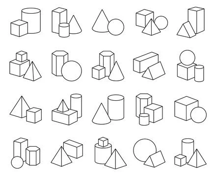 Geometry figure set featuring cube Illustrazione stock