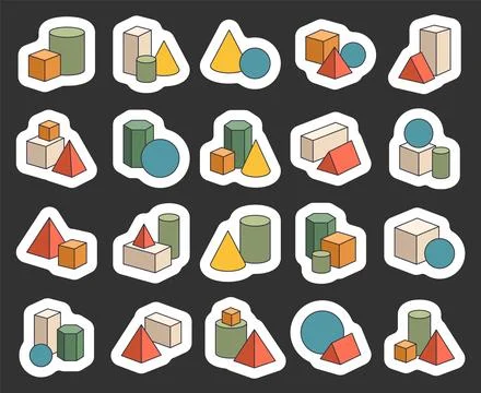 Geometry figure set featuring cube Stock Illustration