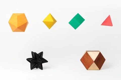 Geometry figures in 3D on white background, Stock Photos