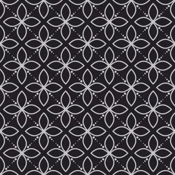 Geometry flower dark seamless vector pattern. Illustrazione stock