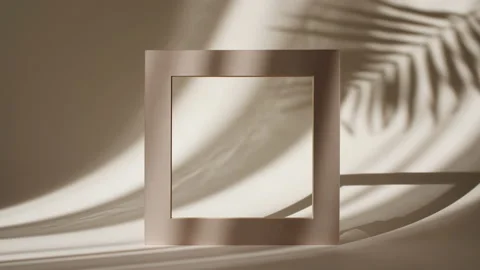 Geometry Frame for Show Product Display on Pastel Beige Background in the Video stock 155360721