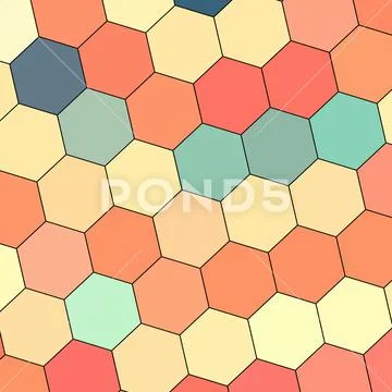 A Geometry hexagon wall texture background multicolor honeycomb pattern wallpape Stock Illustration