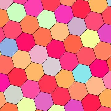 A Geometry hexagon wall texture background multicolor honeycomb pattern Stock Illustration