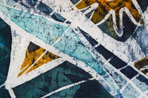 Geometry, hot batik, background texture, handmade on silk Stock Illustration