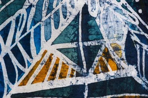 Geometry, hot batik, background texture, handmade on silk Stock Illustration