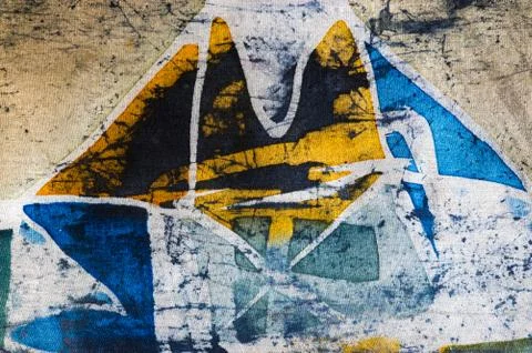 Geometry, hot batik, background texture, handmade on silk Stock Illustration