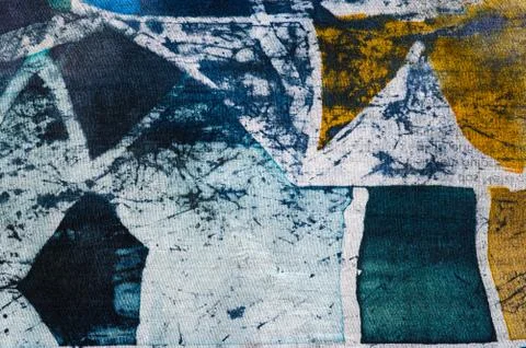 Geometry, hot batik, background texture, handmade on silk Stock Illustration