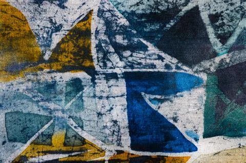 Geometry, hot batik, background texture, handmade on silk Stock Illustration