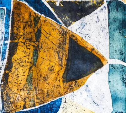 Geometry, hot batik, background texture, handmade on silk Stock Illustration