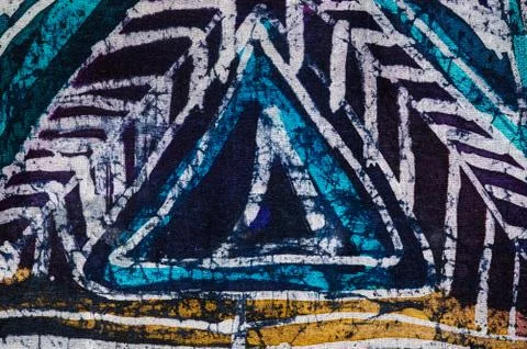 Geometry, hot batik, background texture, handmade on silk Stock Illustration